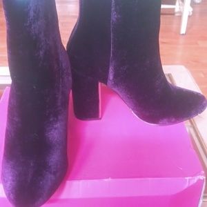 Purple velvet boots
